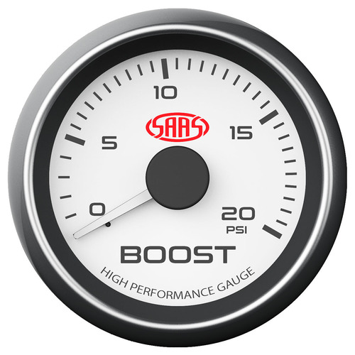 Genuine SAAS SG-TBD52W1 Diesel Turbo Boost Gauge White Face Mechanical 0 > 20 PSI 52mm