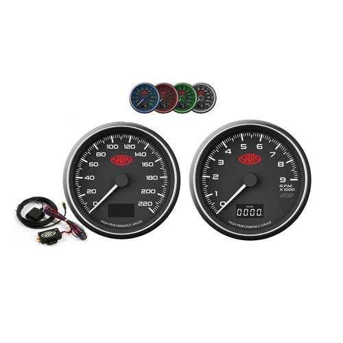 Genuine SAAS Speedometer Inc GPS SG31632 SG31650 SG31642 Tacho Speedo 0-220 Kph 3 1/2" 90mm in Dash Black Muscle Series - Digital Read Out Mph or Kph