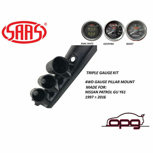 Genuine SAAS Pillar Pod Gauge Package for Nissan Patrol 97>2016 Boost EGT Gauges Volts