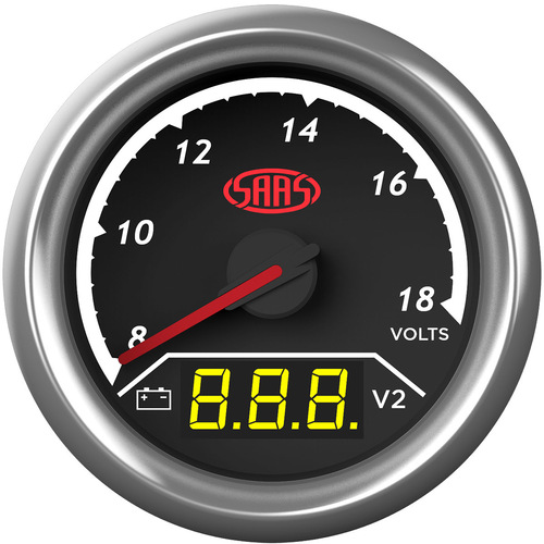 Genuine SAAS Trax Digital Dual Twin Reading Gauge Dual Battery Volts 8V - 18v
