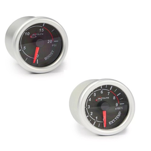 Genuine Autoline Boost 0-20 / Exhaust Temp Gauge 0°-900° 52mm Autoline Series Black 12V