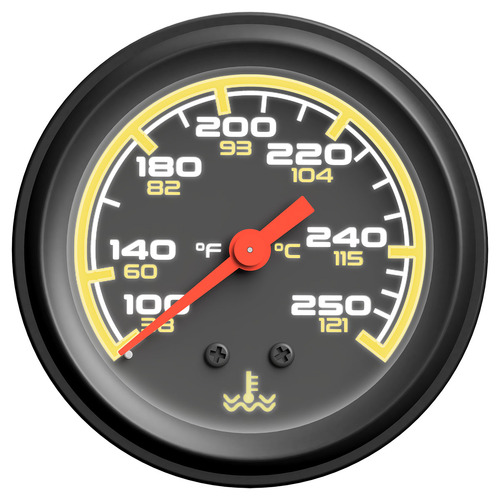 Genuine SAAS Water Temp Gauge Mechanical Black Autoline 121°C/250°F