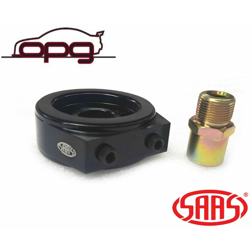 Genuine SAAS Black Oil Adapter / Sandwich Plate for a Nissan (Spin On Oil Filters Only) With Thread 3/4 x 16 Oil Pressure and or Oil Temp Gauge