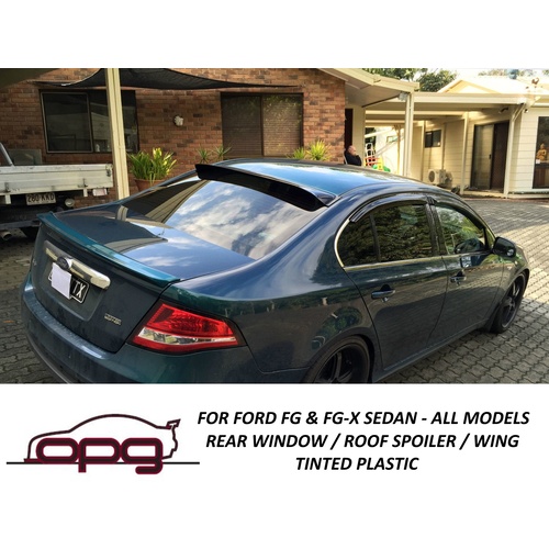 HIC Rear Window Roof Visor Spoiler Wing Sunshade for Ford & FPV FG FG-X Sedan - Dark Tinted Plastic