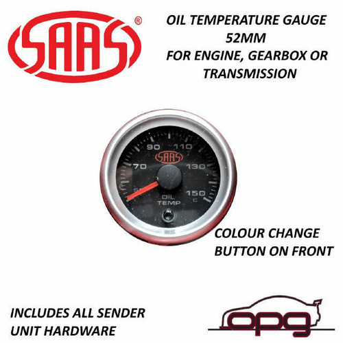 Genuine SAAS SG-OT52BS2 Performance Transmission Oil Temp 52mm Analog Gauge Black Face