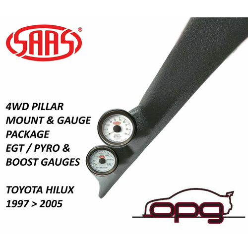 Genuine SAAS Pillar Pod Gauge Package for Toyota LN KZN Hilux 1997>2005 Boost& EGT Gauges