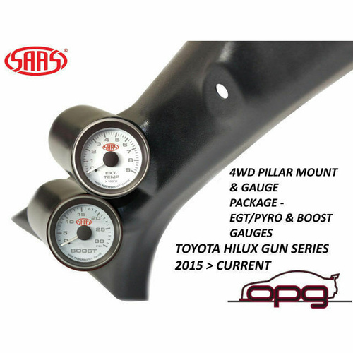 Genuine SAAS Pillar Pod / Gauge Package for Toyota Hilux GGN GUN 2015> Boost & EGT Gauges