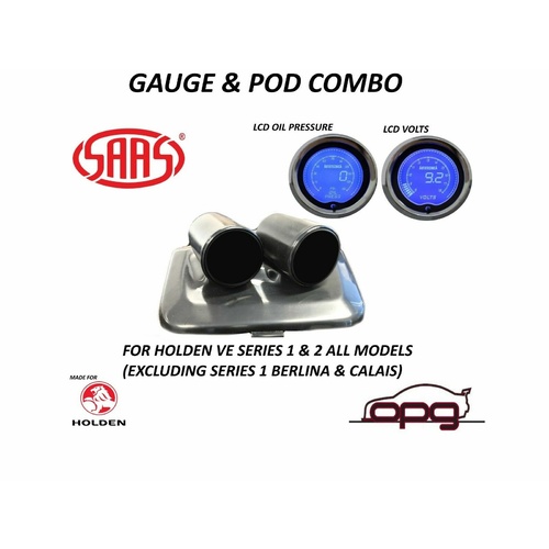 Genuine SAAS Gauge Dash Pod & Gauge Package for Holden VE Storm Thunder Series 1/2 Volts+Oil 