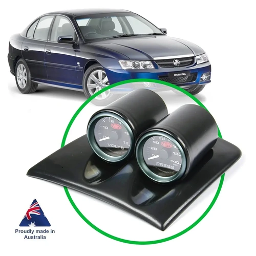 Genuine SAAS SGP5108 Gauge Dash Pod Black With Black Face Oil Pressure and Volts Gauges SS SSZ Adventra Berlina Calais VZ Monaro VZ HSV 2004 - 2007