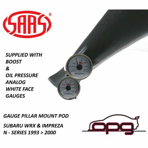 Genuine SAAS Pillar Pod Gauge Kit for Subaru WRX 93>2000 Turbo Boost >20 PSI / Oil Pres