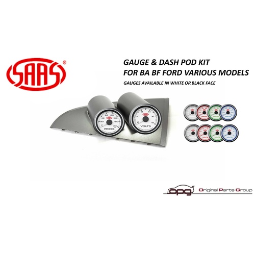 Genuine SAAS Gauge Dash Pod & Volts & Oil Pressure Gauges for - BA BF Falcon XR6 Turbo F6