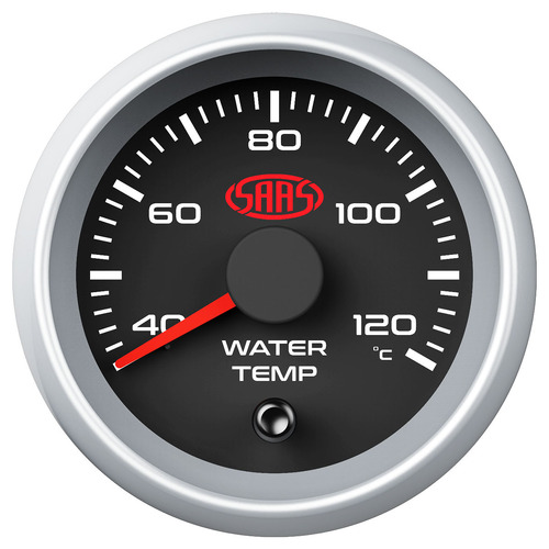 Genuine SAAS Water Temp 40 > 120 Deg C 52mm Analog Gauge Black Face Silver Rim 4 Colour