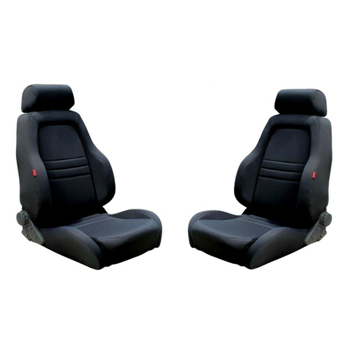 Autotecnica Sport Bucket Seats Car & 4X4 4WD Explorer Bucket Seats ADR Approved Black Cloth Universal - Pair