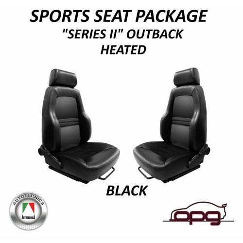 AUTOTECNICA Heated Sports Seats PU Leather Black Adaptors for Landcruiser 76 Wag 79 Dual Cab