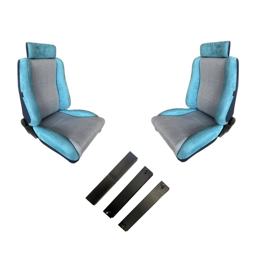 Scheel Style Seat Package Blue Front For VK or  VL Commodore / HDT HSV Style  - Pair With Adapter Kit