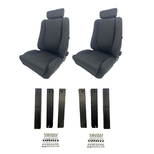 Autotecnica Sports Seats Black Cloth For VB VC VH VK VL VN VP VR VS VT VX VU With Adapter Kits - Pair