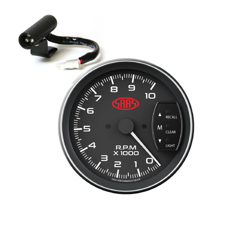 Genuine SAAS Performance SG-TAC5B Tacho Tachometer 5" 125mm Gauge Black Face 4 Colour