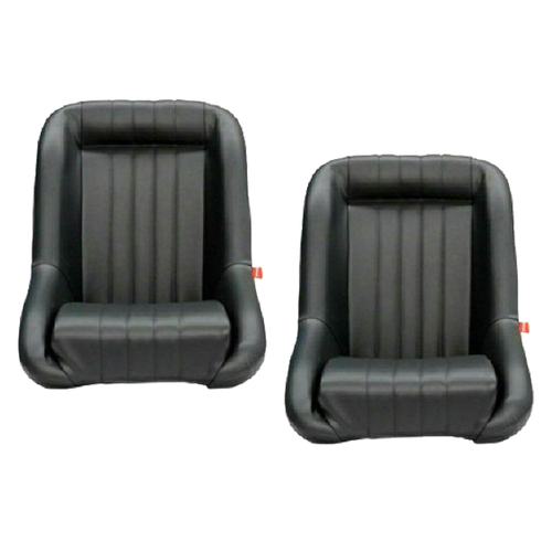 Autotecnica Classic Low Back PU Leather Bucket Seat Car Fixed Back Black for Ford Cortina 62>82