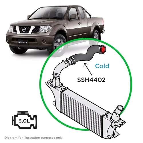 Genuine SAAS SSH4402 For Nissan Navara D40 Pathfinder R51 V9X V6 Silicone Intercooler Cold Side 2nd (Middle) Stage OEM# 144635X21B 