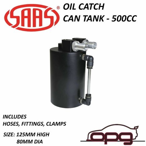 Genuine SAAS ST1005 500cc Oil Catch Tank Can Aluminium Black with Fittings INC Mount Kit