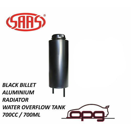 Genuine SAAS ST1008 0.7L Radiator Overflow Header Tank Universal Black Billet Aluminium 