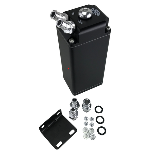 Genuine SAAS ST1010 600cc Baffled Oil Catch Can Tank Black Billet Alloy Hose Fitt/ Mount