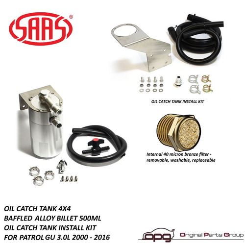 Genuine SAAS ST1015 ST4102 Polished Alloy Finish - Oil Separator Catch Can for Nissan Patrol GU Y61 3.0L ZD30DDTI 2000-2016