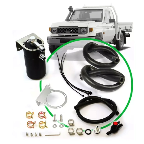 Genuine SAAS ST1209-1014 Oil Catch Tank and Install Kit For Landcruiser 70 Series 2.8TD 2023 on - Black Catch Can