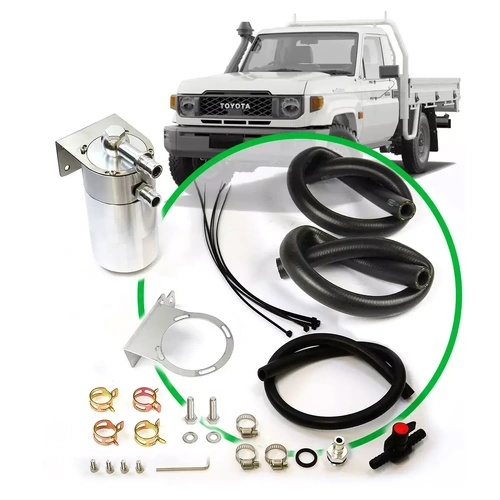 Genuine SAAS ST1209-1015 Oil Catch Tank and Install Kit For Landcruiser 70 Series 2.8TD 2023 on - Polished Catch Can