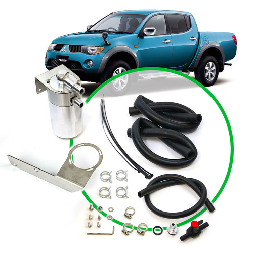 Genuine SAAS Oil Catch Tank Full Kit Machined Fitting Oil Resistant w/ Hose Clamps for MN Triton 2.5L 4D56 2009 - 2015 Aluminium
