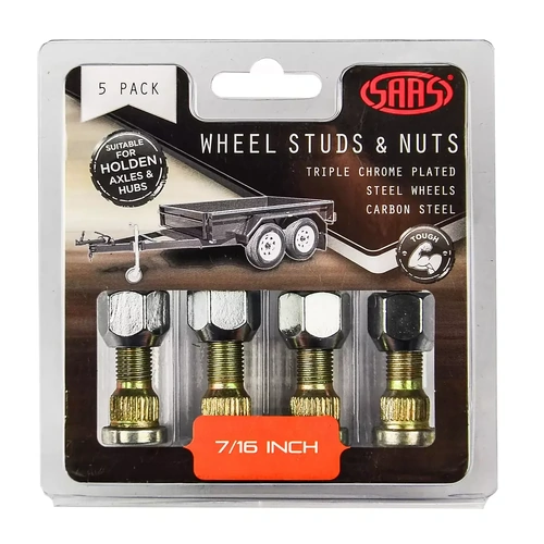 Genuine SAAS TWS16105 Trailer Wheel Studs and Nuts 7/16 5 Pack