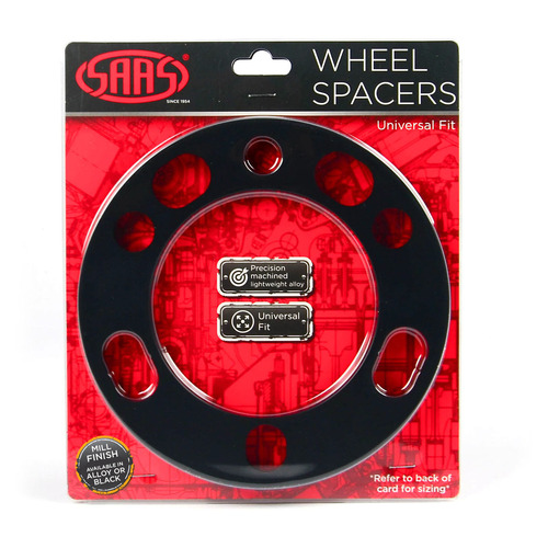 Genuine SAAS Wheel Spacer Pair Universal suits Many 6 Stud PCDs 12mm Black